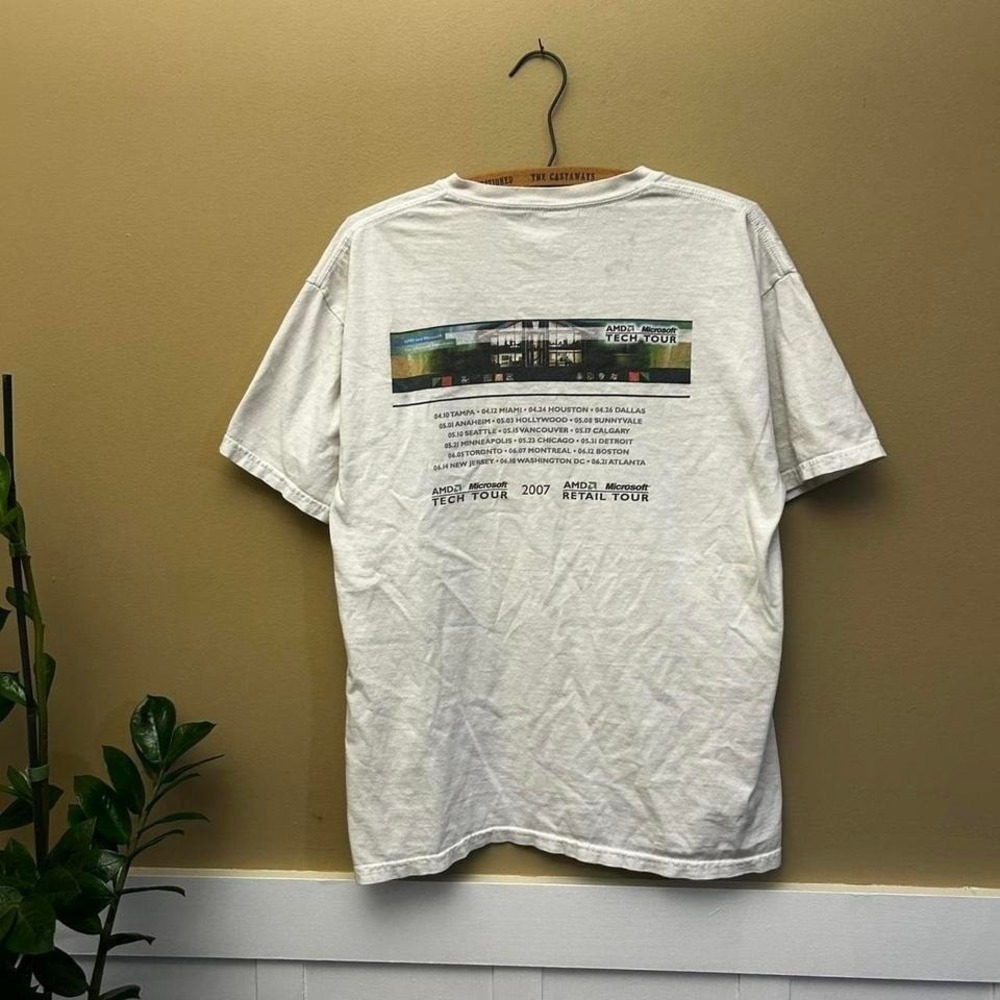 Vintage y2k White Microsoft tech tour tshirt with front and back graphics Size L - Picture 2 of 7